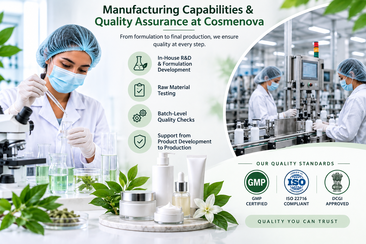 Manufacturing Capabilities & Quality Assurance at Cosmenova Cosmetic Manufacturer in Chandigarh
